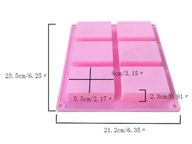 Molde silicona 6 rectangulos rectos 